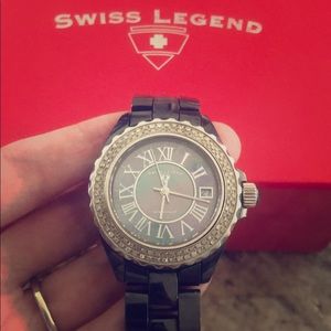 Black Mother of Pearl Swiss Legend Watch